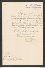 k.k. naturhistorisches Hofmuseum, Intendanzakten 1885-1896 (Hauer), Aktenzahl Z.34/1890, Seite 1